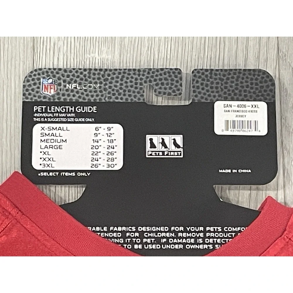 NEW‎ Officially Licensed NFL Dog Jersey - 00 - San Fransisco 49ers - Size XXL